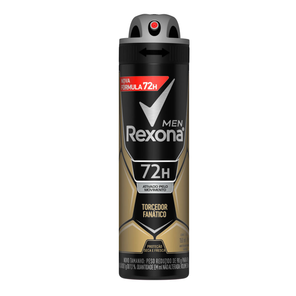 Rexona Men Torcedor Fanático 150ml - destaque para proteção e válvula spray