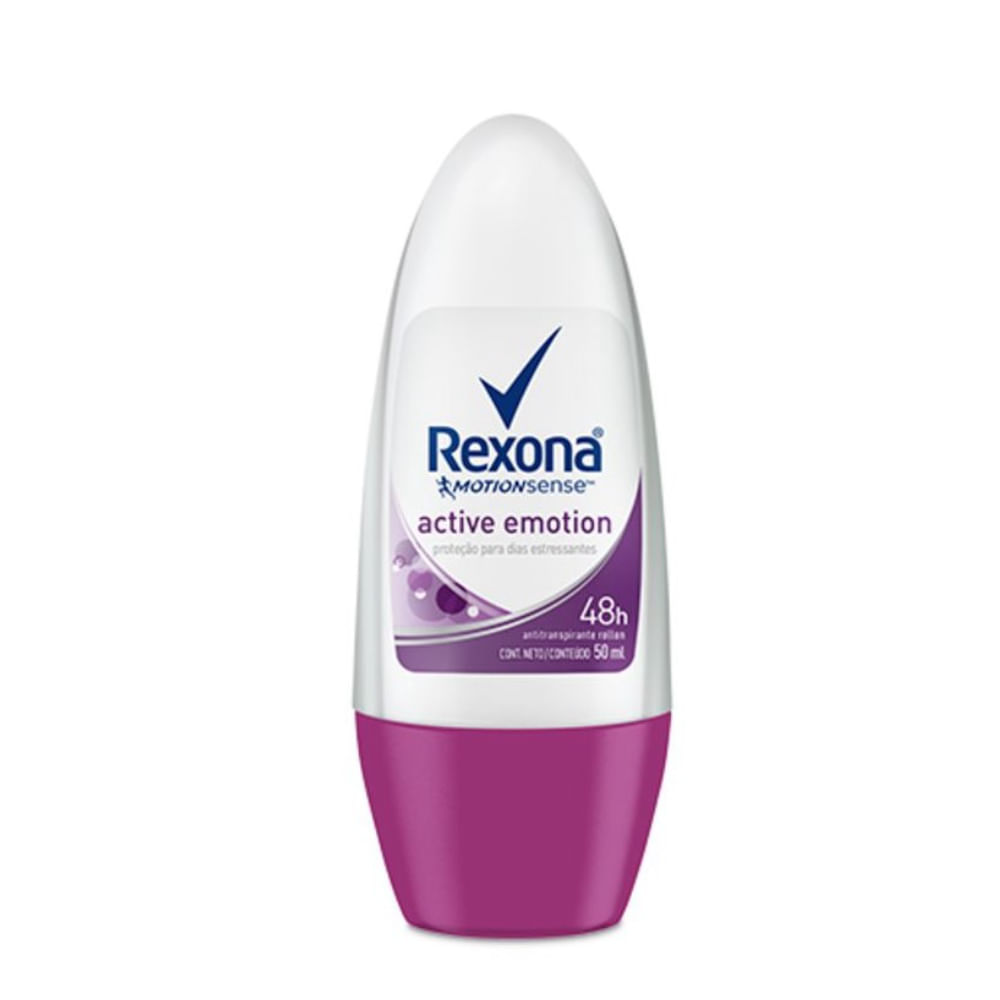 Frente do desodorante Rexona Roll-on Feminino Active Emotion 50ml