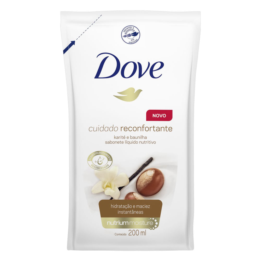 Refil Sabonete Líquido Dove Karité e Baunilha 200ml - embalagem frontal