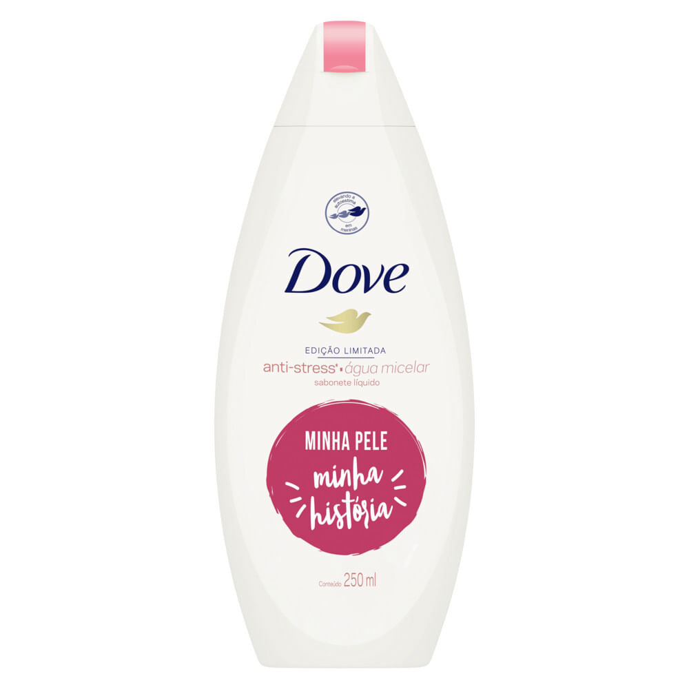 Embalagem Dove Shower Micelar 250ml com tampa rosa