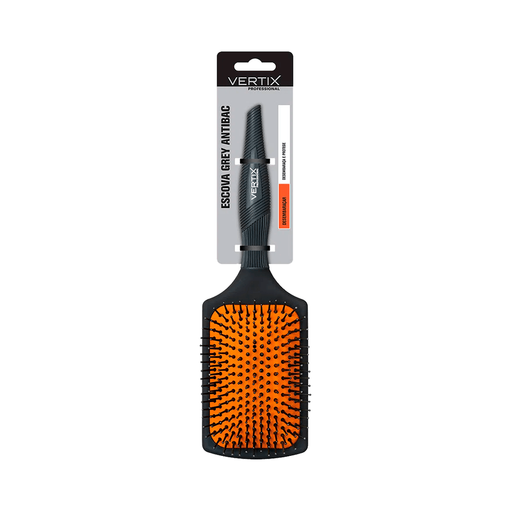 Escova Vertix embalada em blister com destaque no cabo soft touch