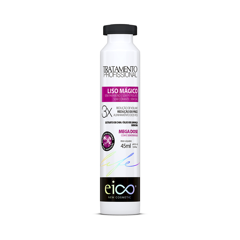 Ampola de Tratamento Eico Life Liso Mágico Mega Dose 45ml vista frontal