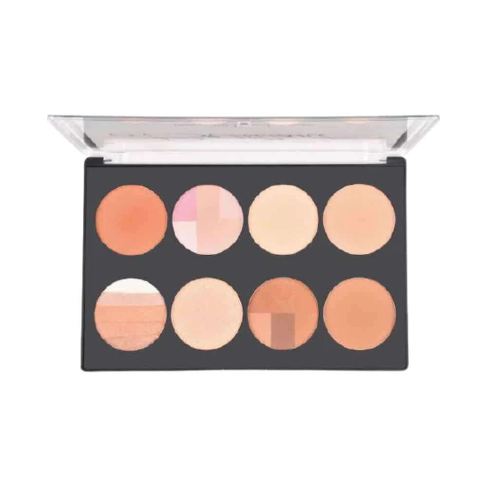 Paleta de blush Ruby Rose Brilliant com oito tons e tampa transparente