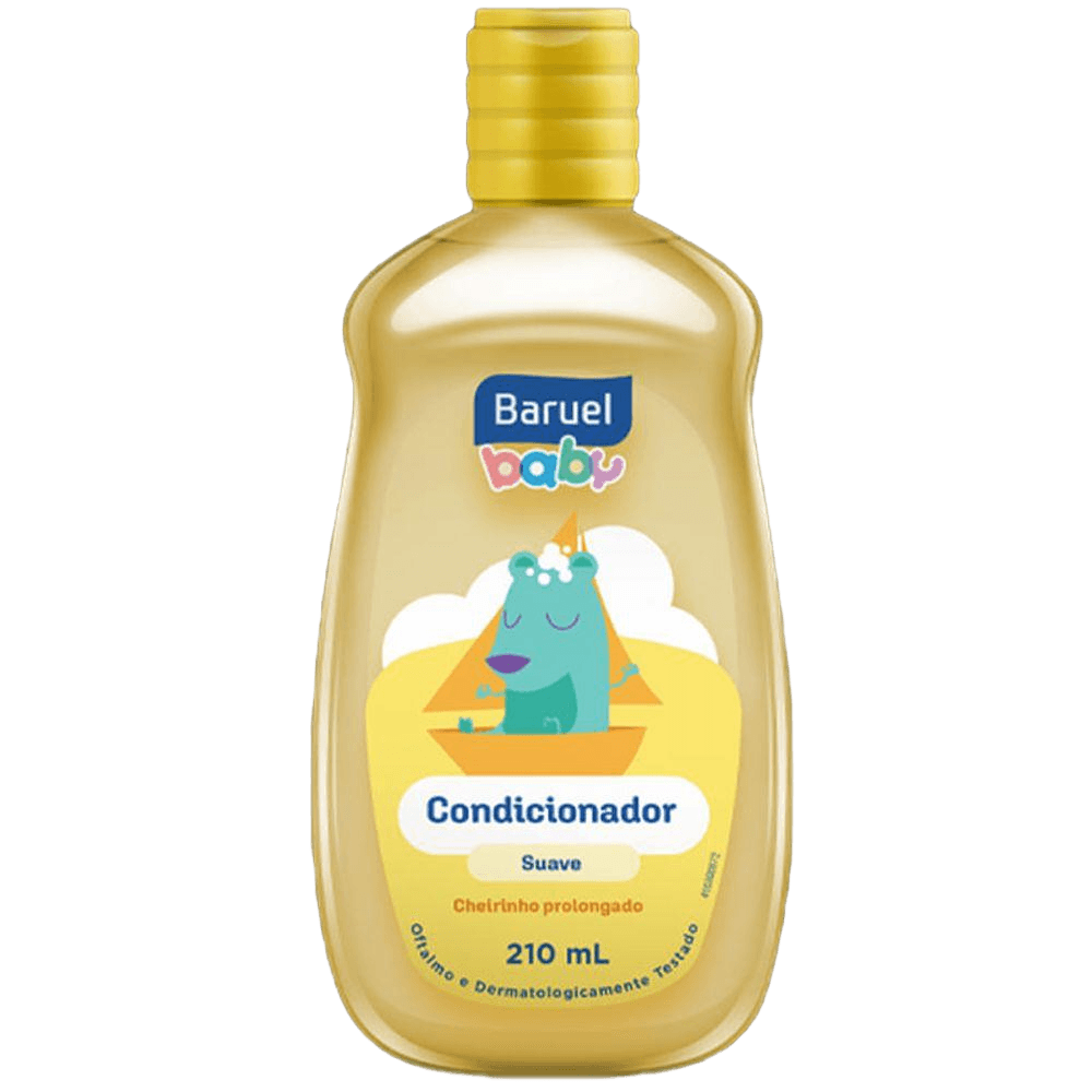 Condicionador Baruel Baby Suave 210ml - Frasco amarelo com urso azul
