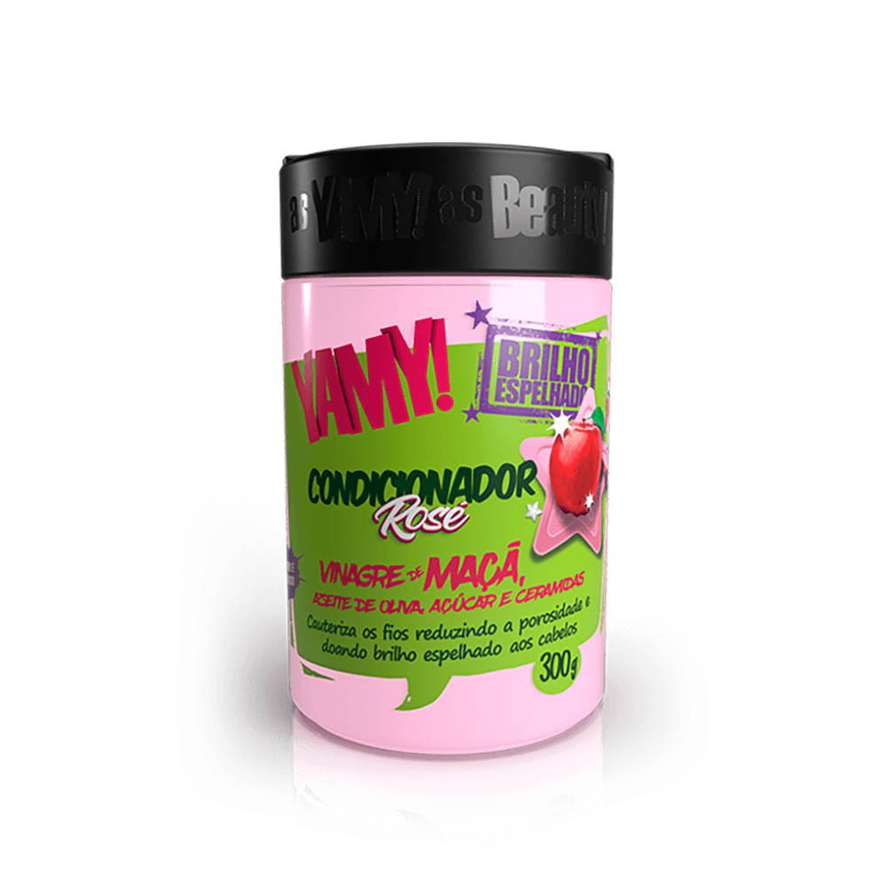 Condicionador Yamy Rosé Vinagre de Maçã 300g - embalagem rosa