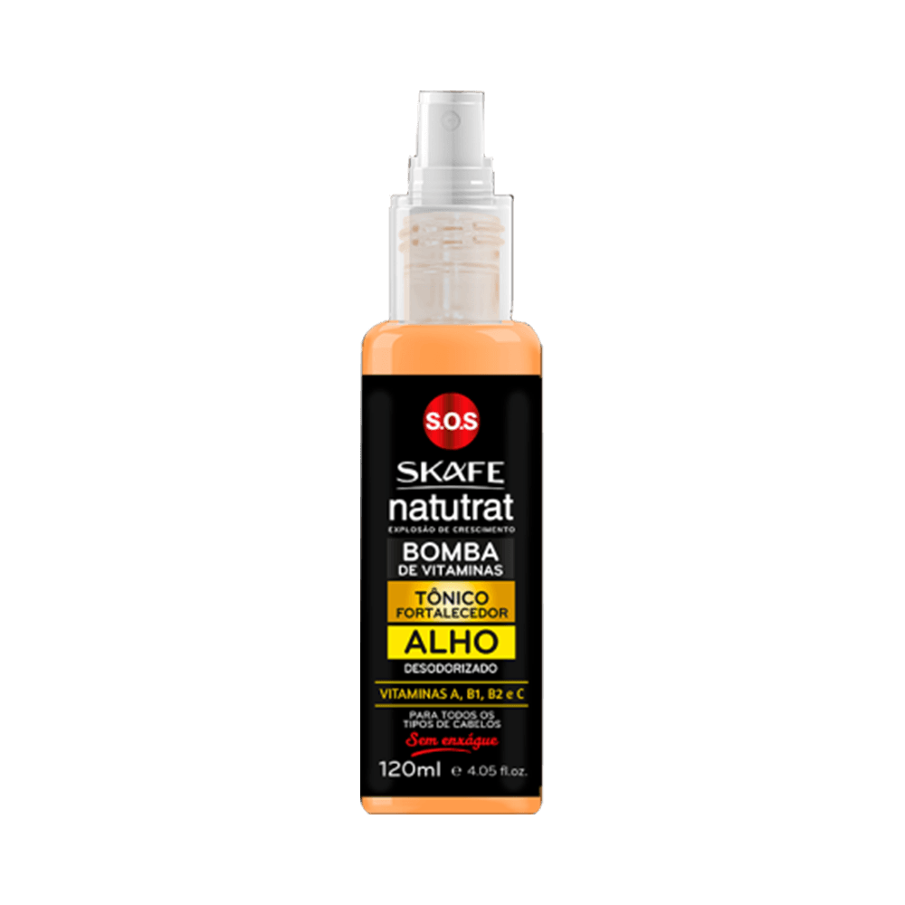 Tônico de Alho Skafe Natutrat S.O.S Bomba de Vitaminas 120ml - embalagem spray translúcida