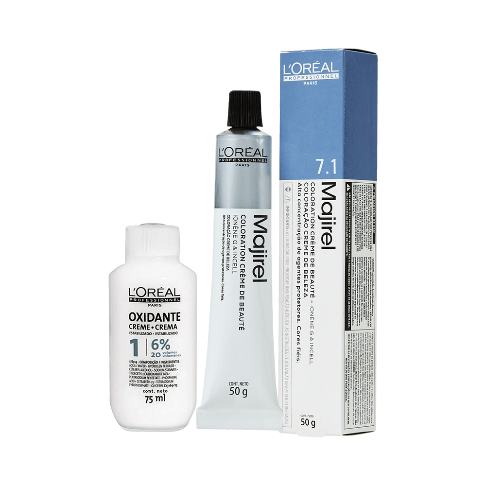 Kit Coloração Majirel 7.1 L'Oréal Professionnel com tubo de 50g e oxidante 20 volumes