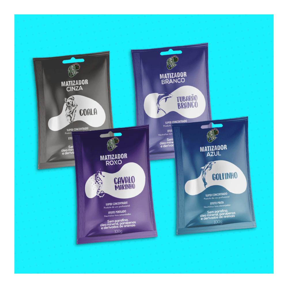 Conjunto de sachês Kamaleão Color mostrando variedades e características do produto