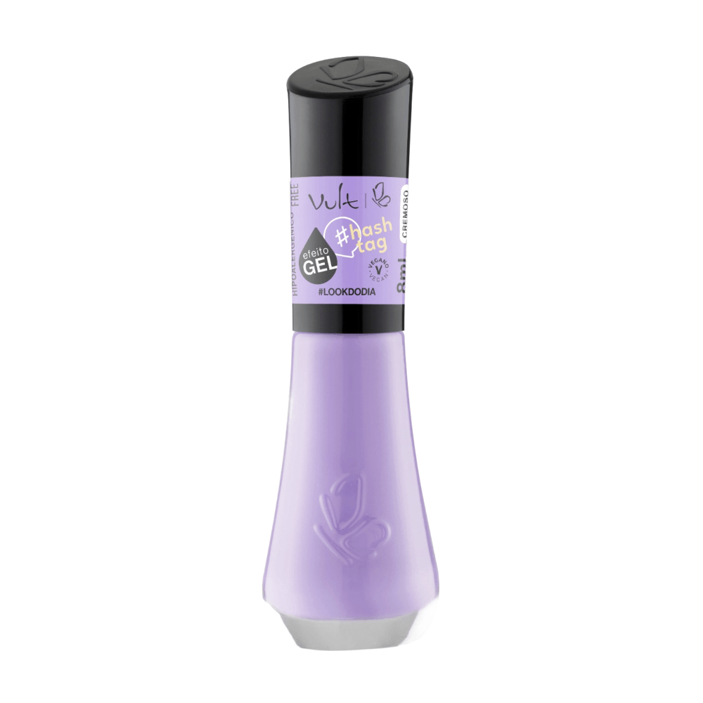 Frasco de Esmalte Vult 5 Free Hashtag #LookDoDia cor lilás cremosa, acabamento efeito gel