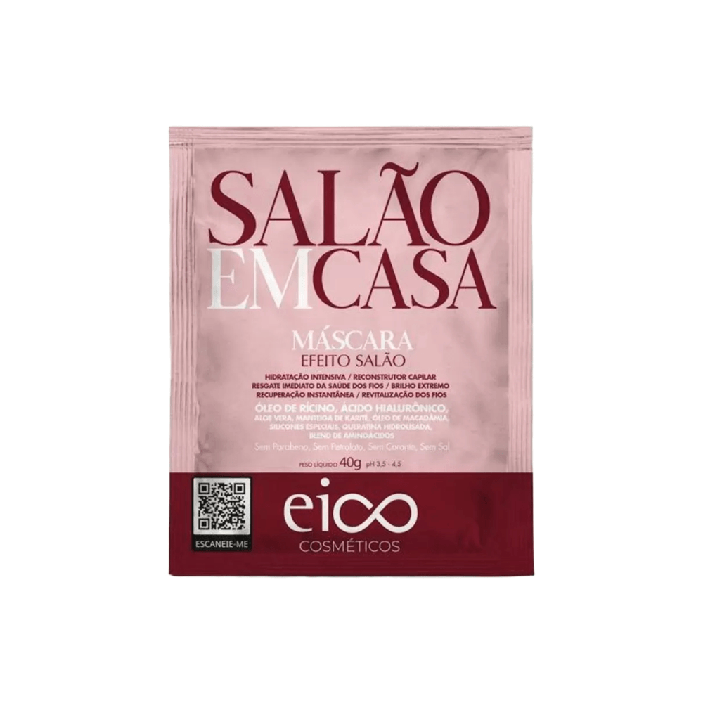 Embalagem sachê Máscara Eico Salão em Casa 40g