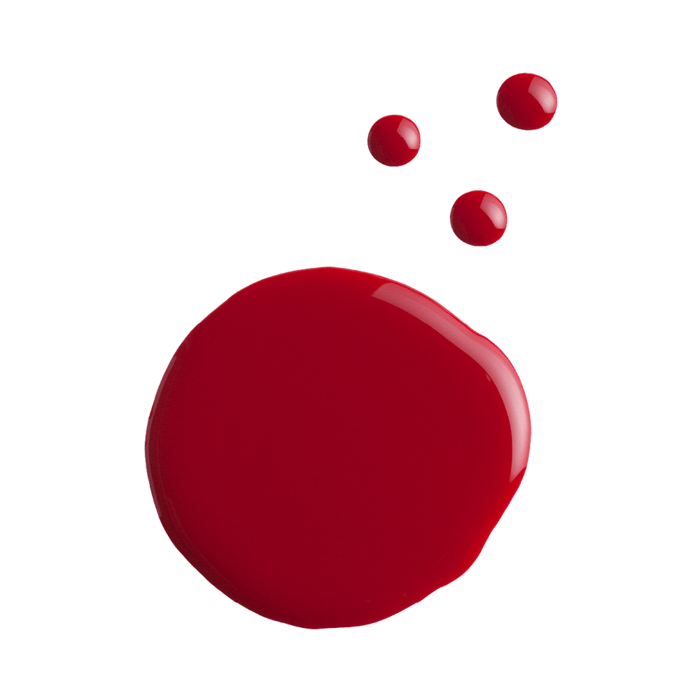 Gotas do esmalte vermelho cremoso mostrando a tonalidade e o brilho