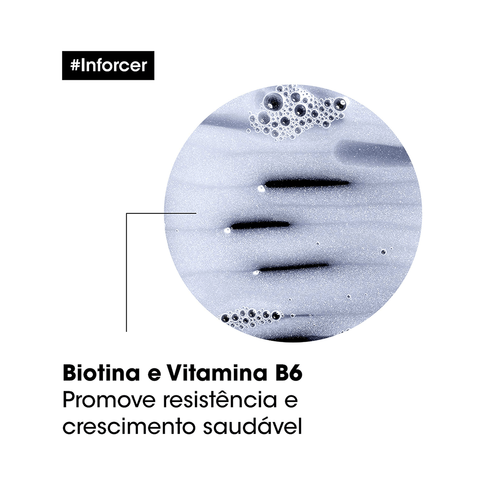 Close na textura e espuma do Shampoo L'Oréal Serie Expert Inforcer