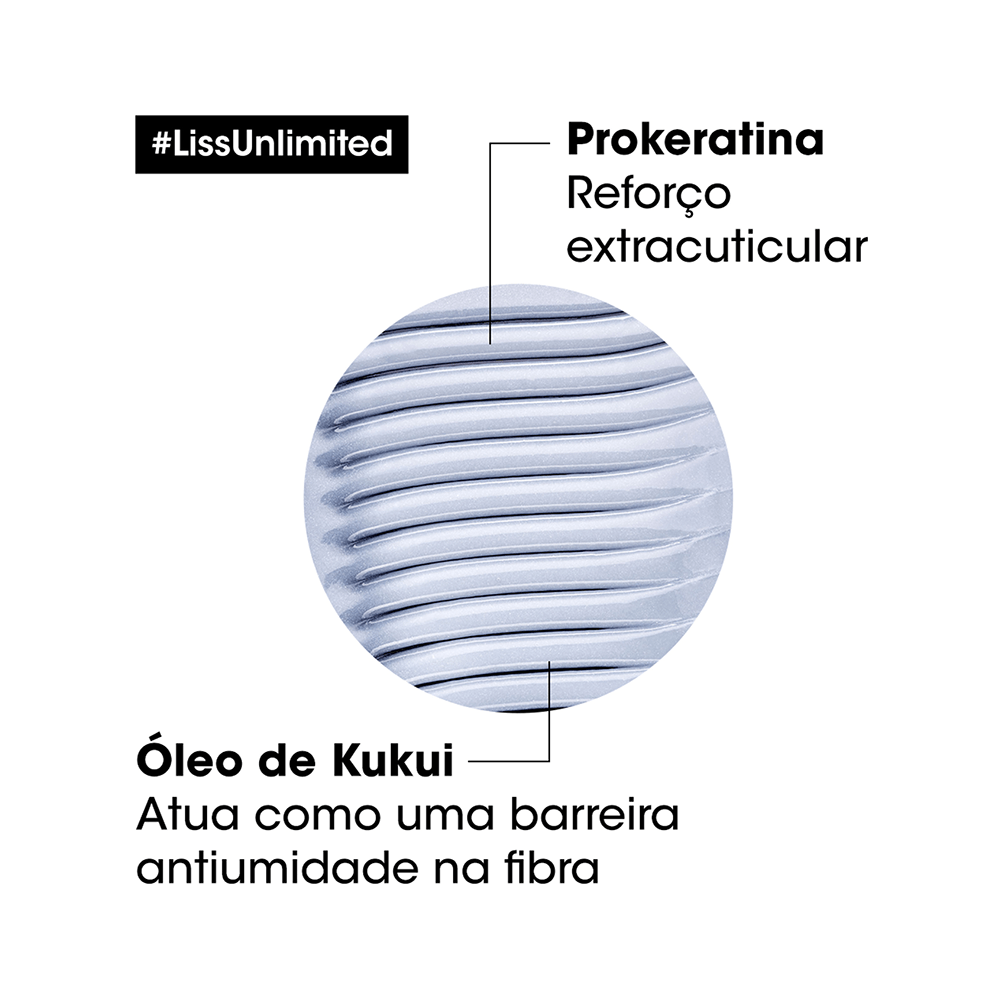 Textura do shampoo e destaque dos ativos Prokeratina e óleo de Kukui