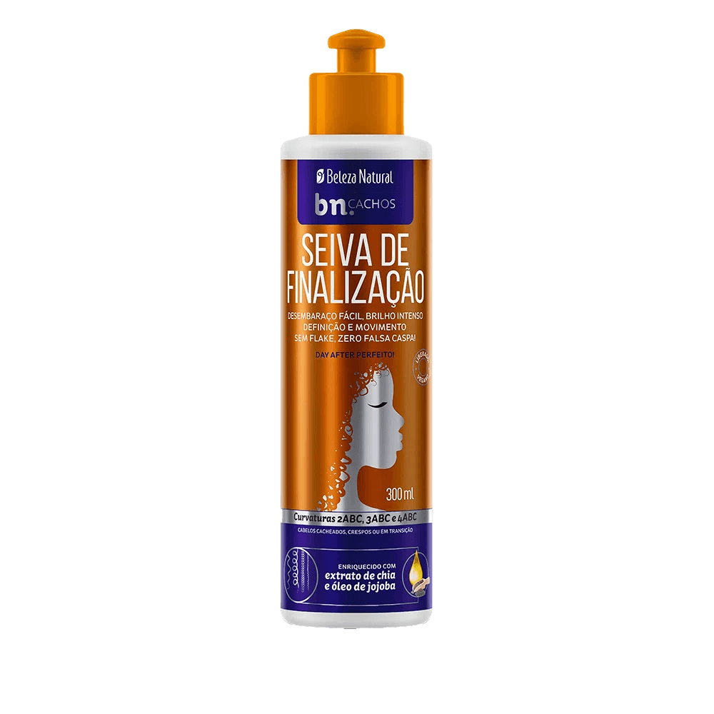 Seiva de Finalização bn.Cachos 300ml frontal - embalagem laranja metálico com pump