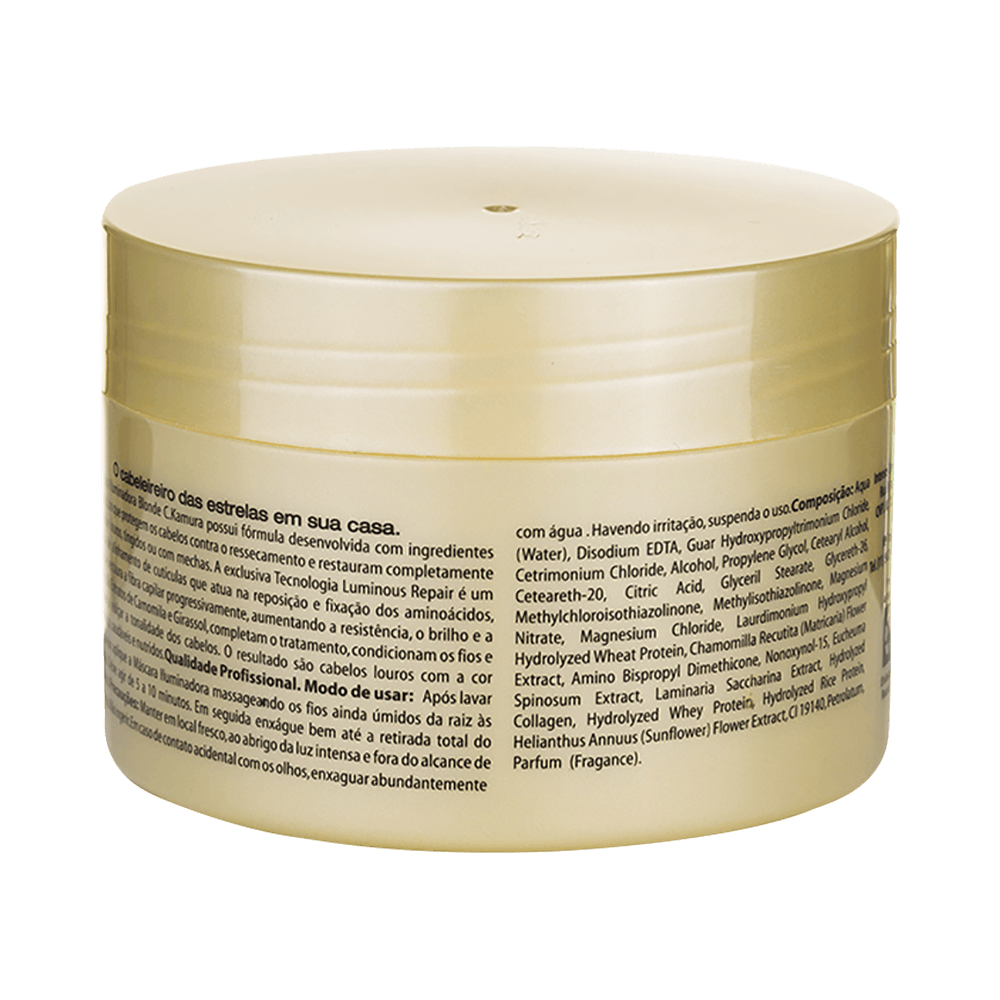 Detalhes do rótulo e informações da Máscara Iluminadora C.Kamura 250g