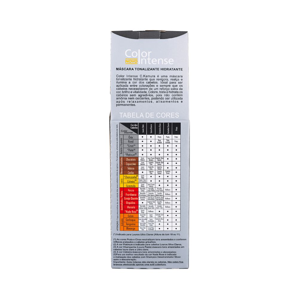 Tabela de cores e informações técnicas do Tonalizante C.Kamura Color Intense
