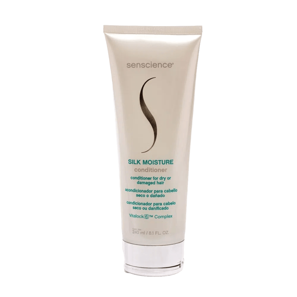 Condicionador Senscience Silk Moisture 240ml - frasco off-white em fundo branco