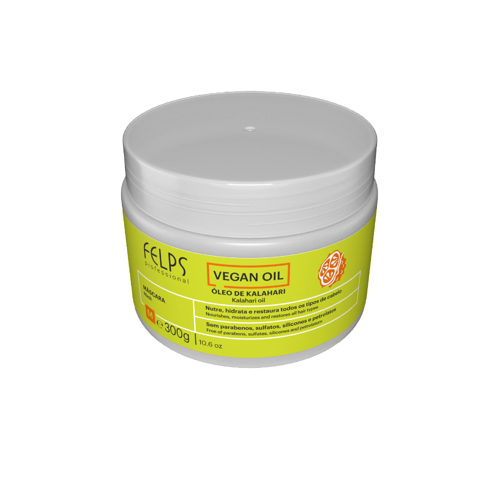 Pote da Máscara Felps Vegan Oil Kalahari 300g com rótulo amarelo