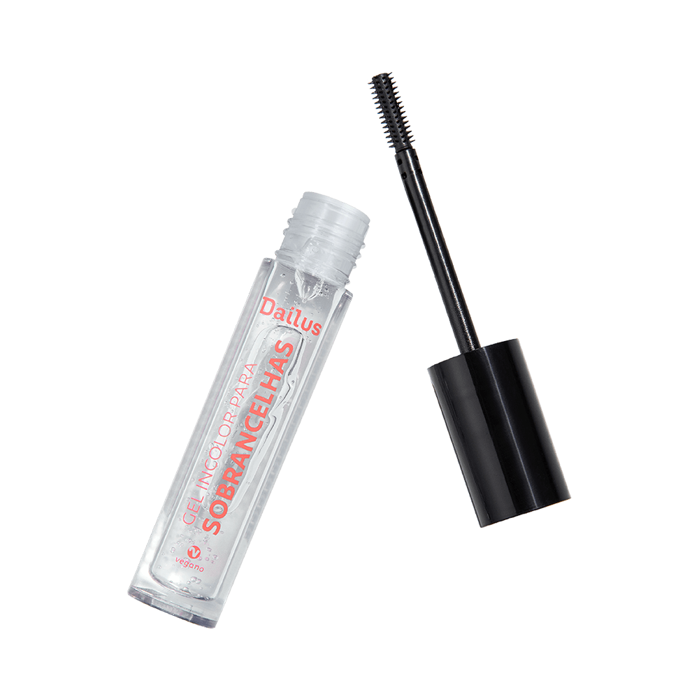Gel Dailus incolor aberto mostrando aplicador de cerdas finas