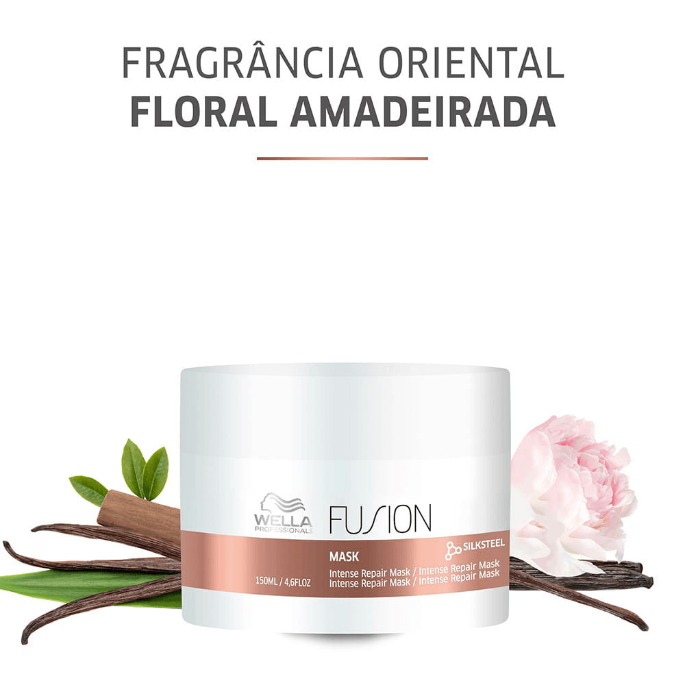 Máscara Wella Fusion com elementos naturais e fragrância