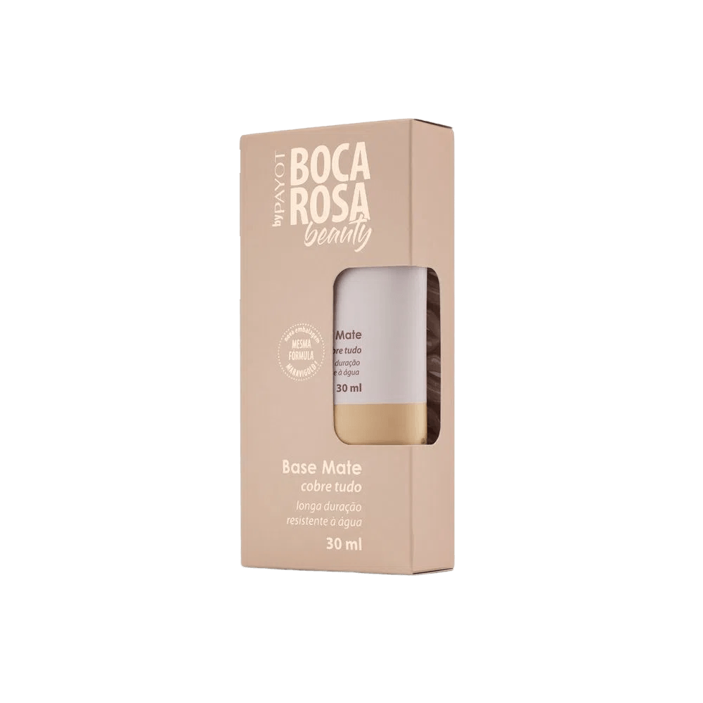 Base Boca Rosa Beauty by Payot Mate 3 Francisca - embalagem em caixa com janela mostrando o tubo