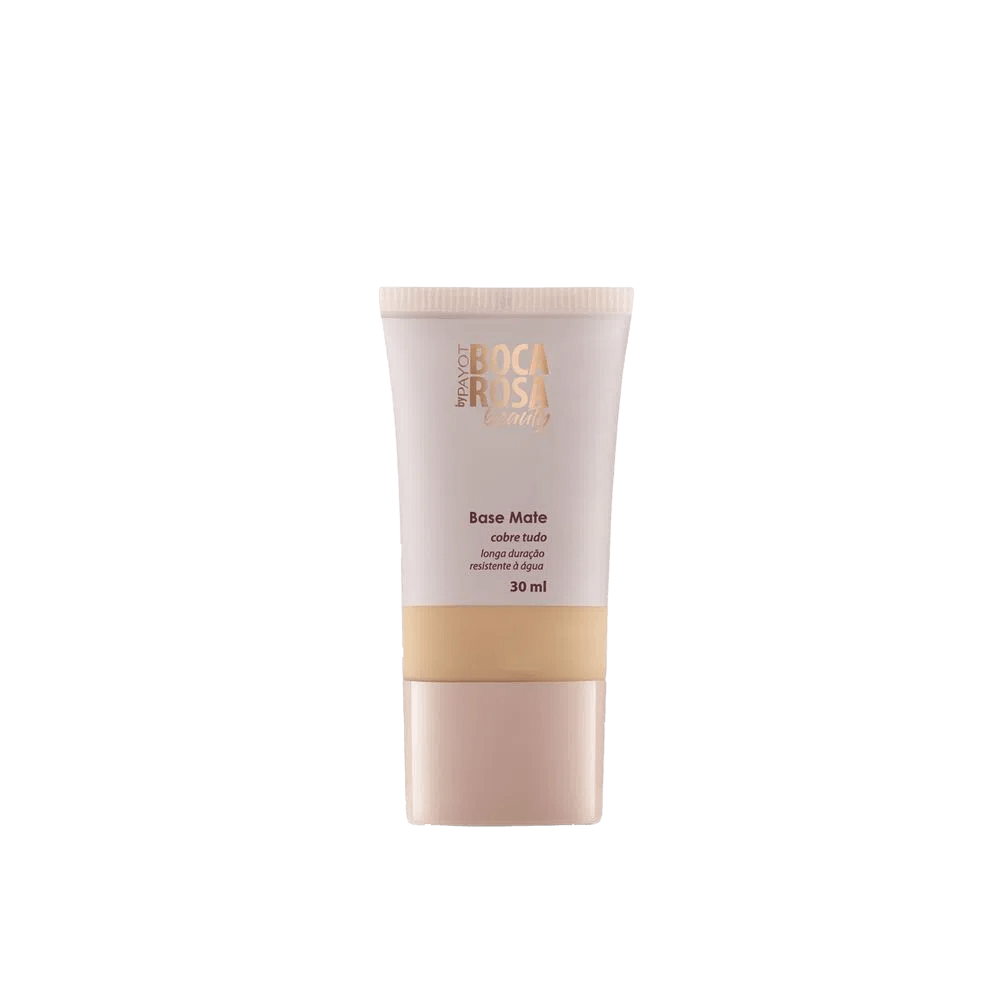 Tubo da Base Boca Rosa Beauty by Payot Mate 5 Adriana 30ml em fundo neutro