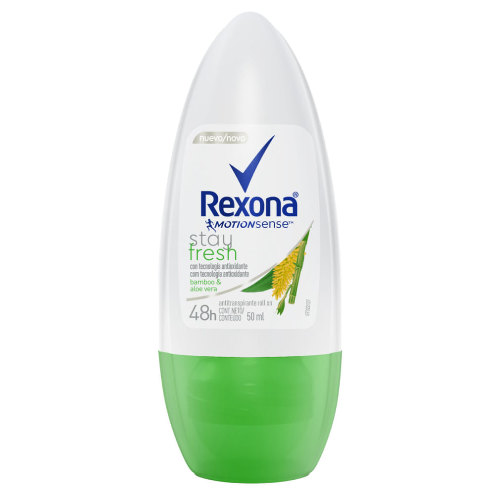 Detalhe do rótulo Rexona MotionSense Bamboo & Aloe Vera 50 ml