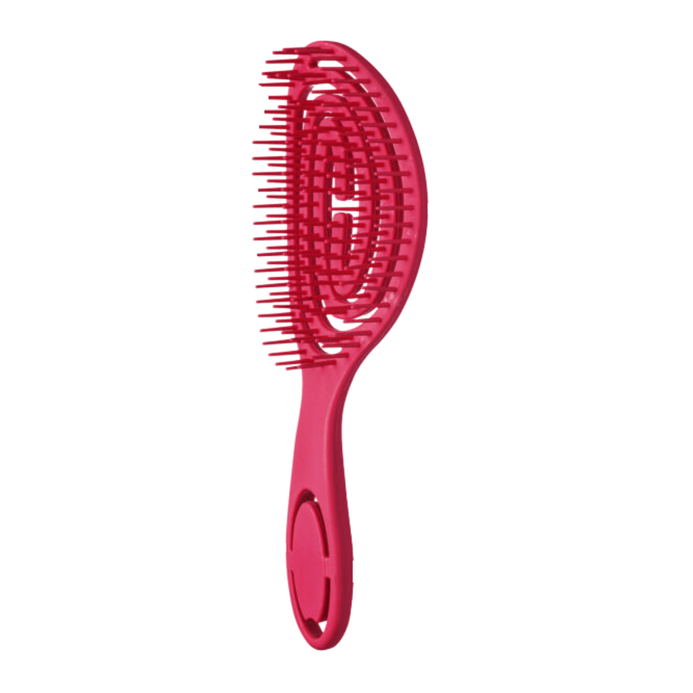 Escova Ricca Shower Flex rosa vista lateral mostrando cerdas