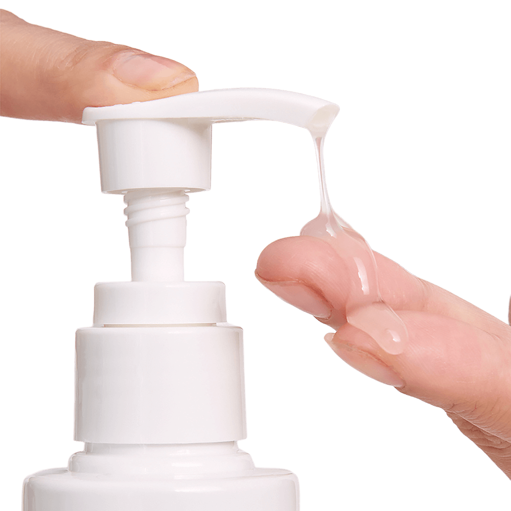 Detalhe do gel viscogeleoso sendo dispensado do pump