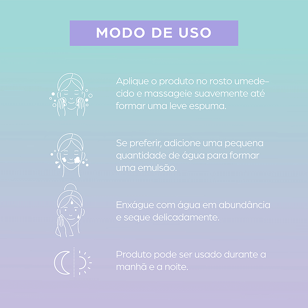 Instruções de uso do Gel de Limpeza Suave Kiss New York Hidra Young 160ml