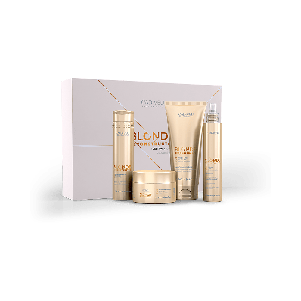 Kit Cadiveu Blonde Reconstructor Home Care - shampoo, máscara, condicionador e spray leave-in