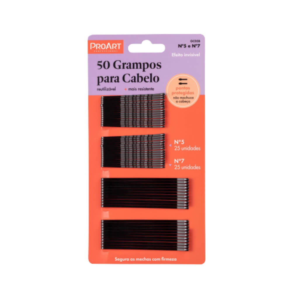 Embalagem frontal com 50 grampos ProArt preto N5 e N7
