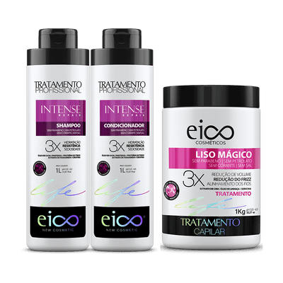 Kit-Eico-Intense-Repair-Shampoo---Balsamo-Condicionador-1000ml---Mascara-Liso-Magico-1000g-9900000043049