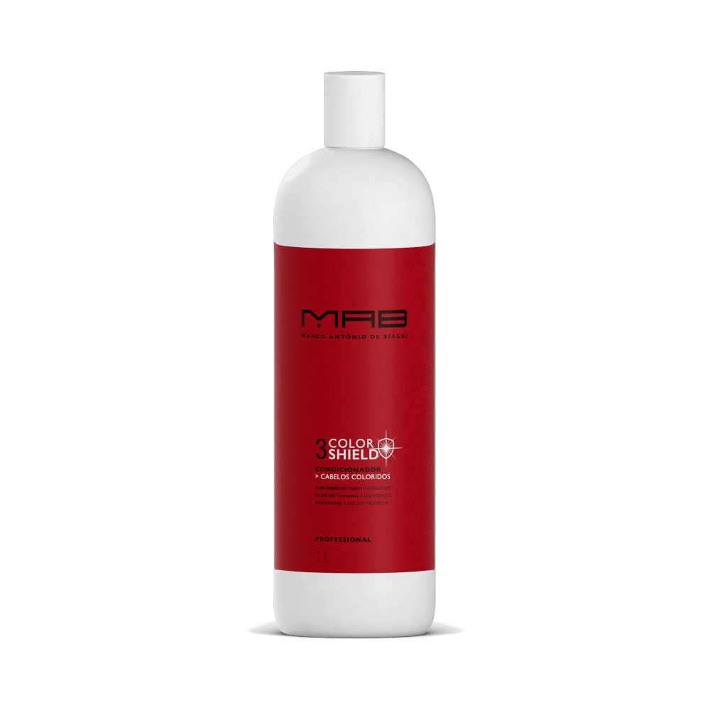 Condicionador MAB Color Shield 1000ml - embalagem branca com rótulo vermelho