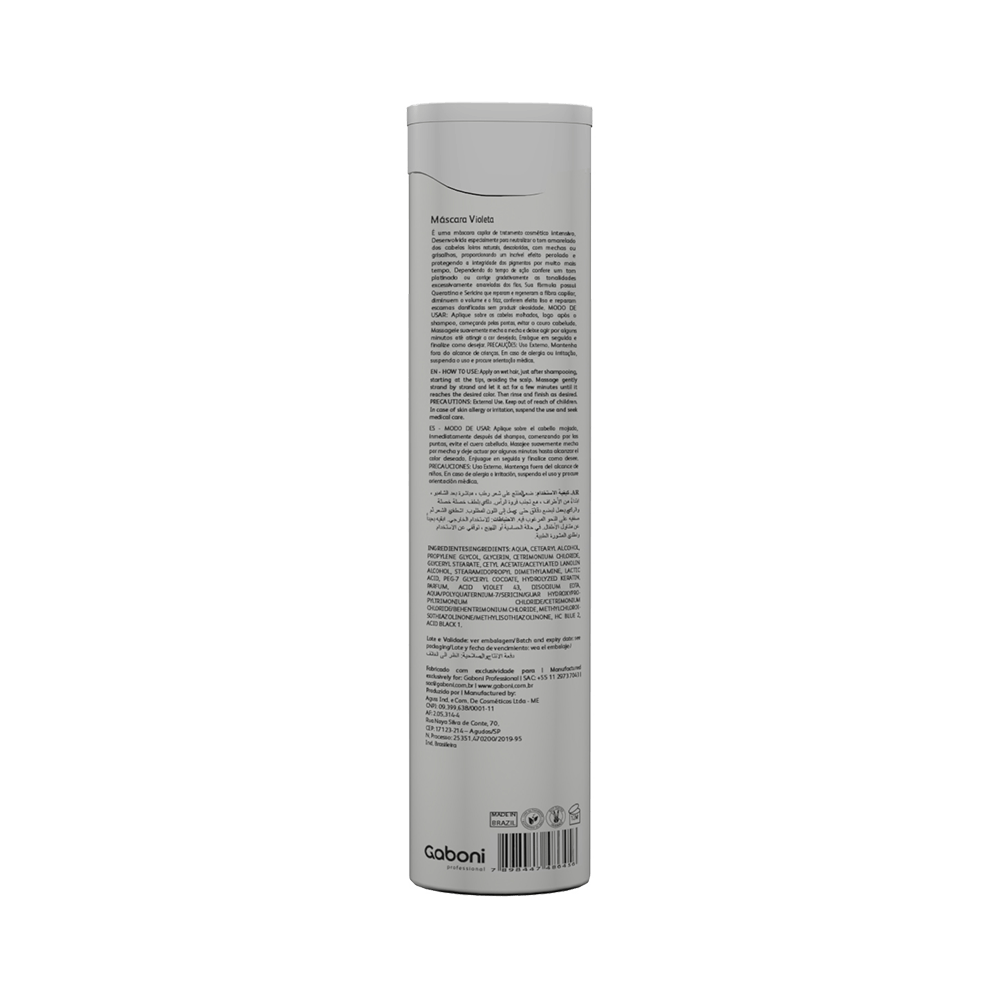Máscara Gaboni Unik Blond Matizadora Violeta Efeito Pérola 280ml - embalagem frontal