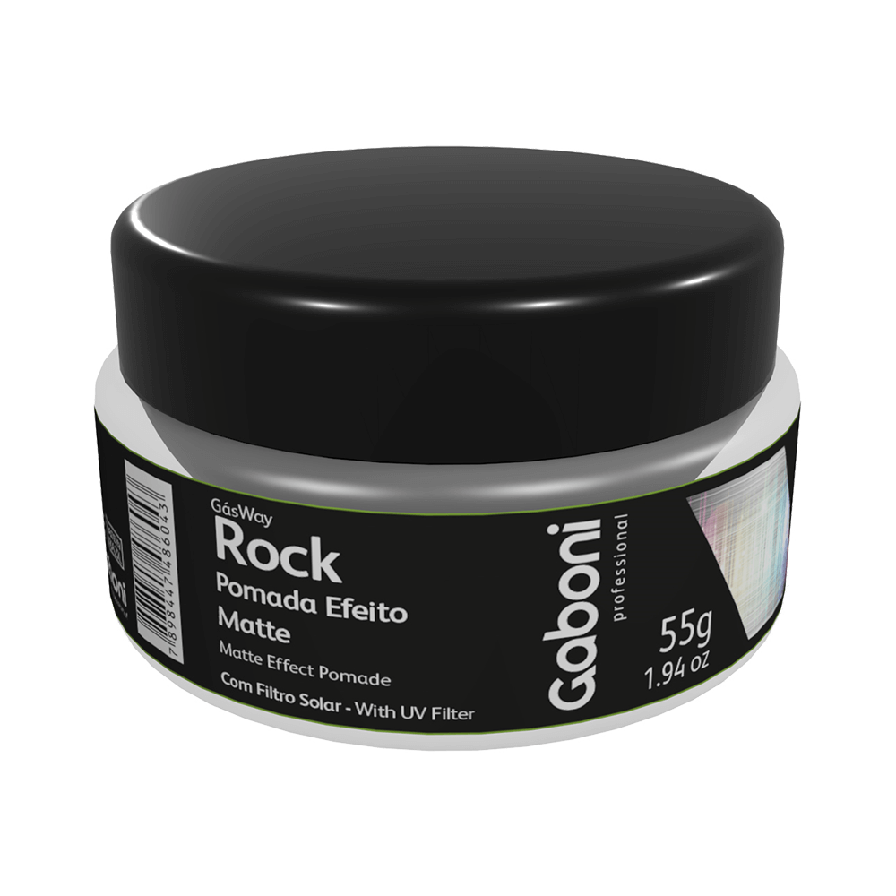 Pomada Modeladora Gaboni Rock Gás Way Efeito Matte 55g - embalagem detalhada