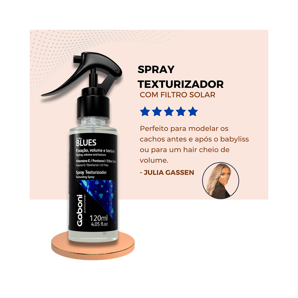 Spray Gaboni em cenário promocional mostrando aplicação e resultado