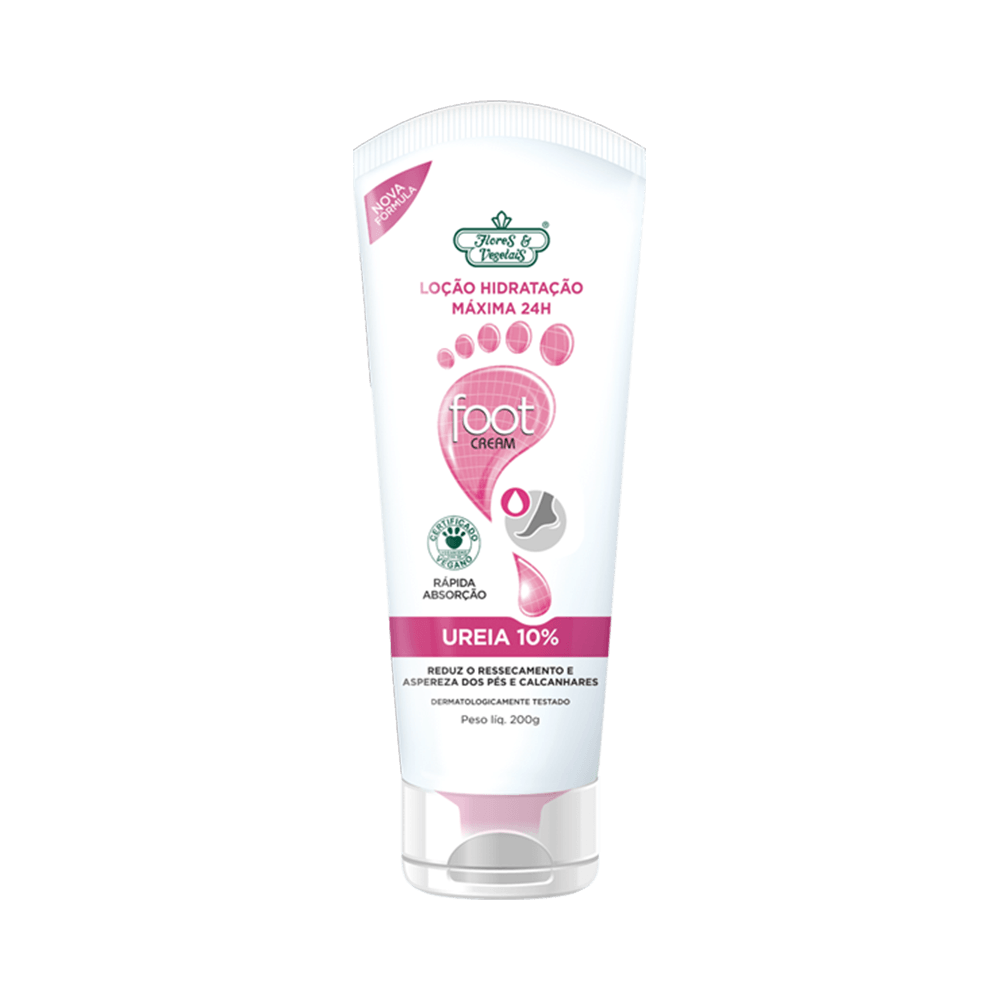 Loção Hidratante para Pés Flores & Vegetais Ureia 10% 200g - embalagem frontal