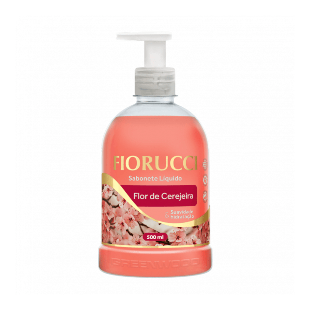 Frasco frontal do Sabonete Líquido Fiorucci Flor de Cerejeira 500ml com pump