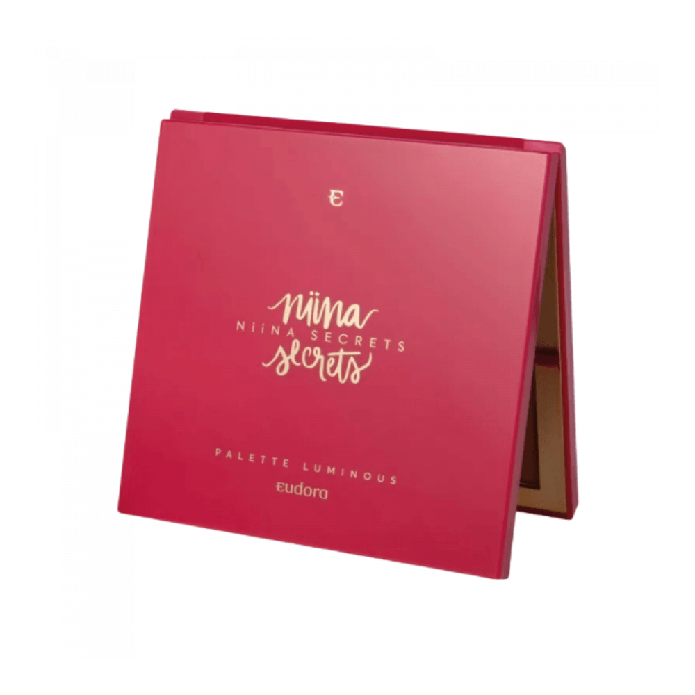 Paleta Niina Secrets Luminous fechada com capa vermelha e logo dourado