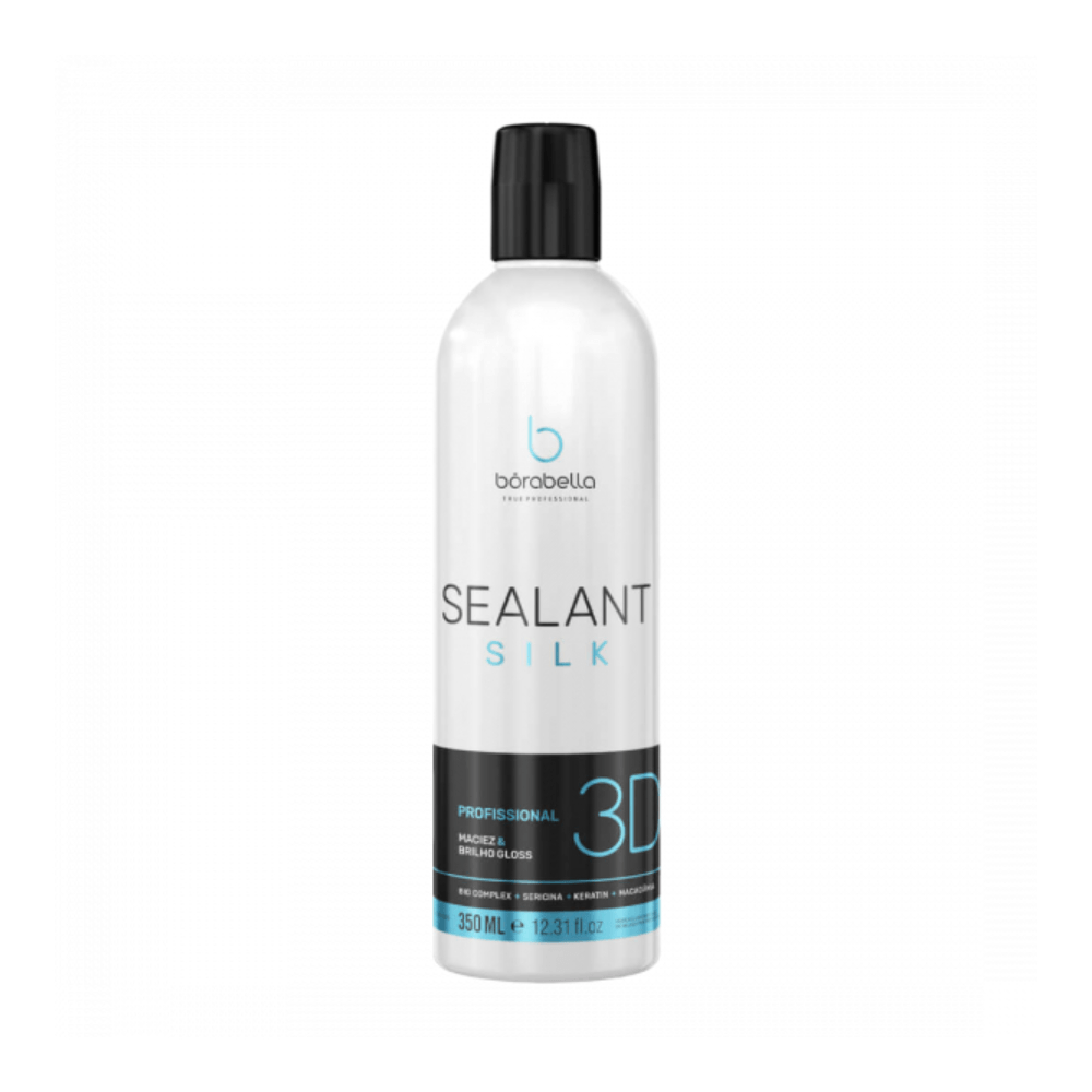 Frontal do frasco branco do Selante Borabella 3D Silk Sericin 350 ml