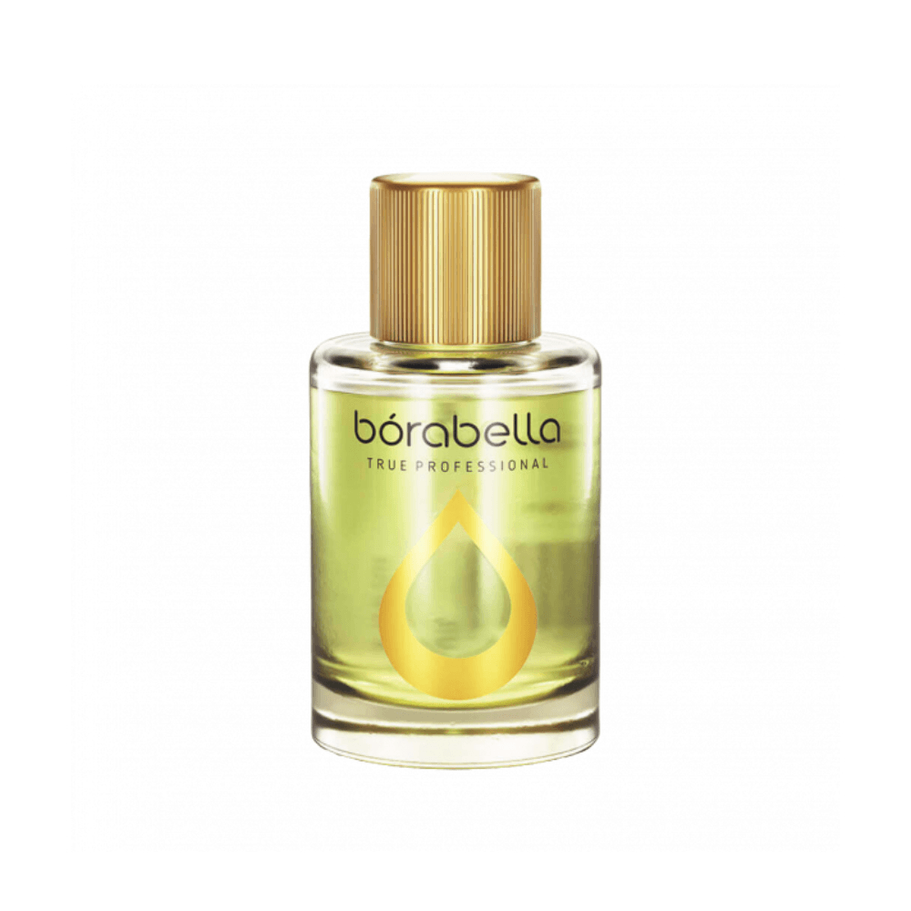 Óleo Borabella Argan e Macadâmia 7ml - frasco translúcido com tampa dourada