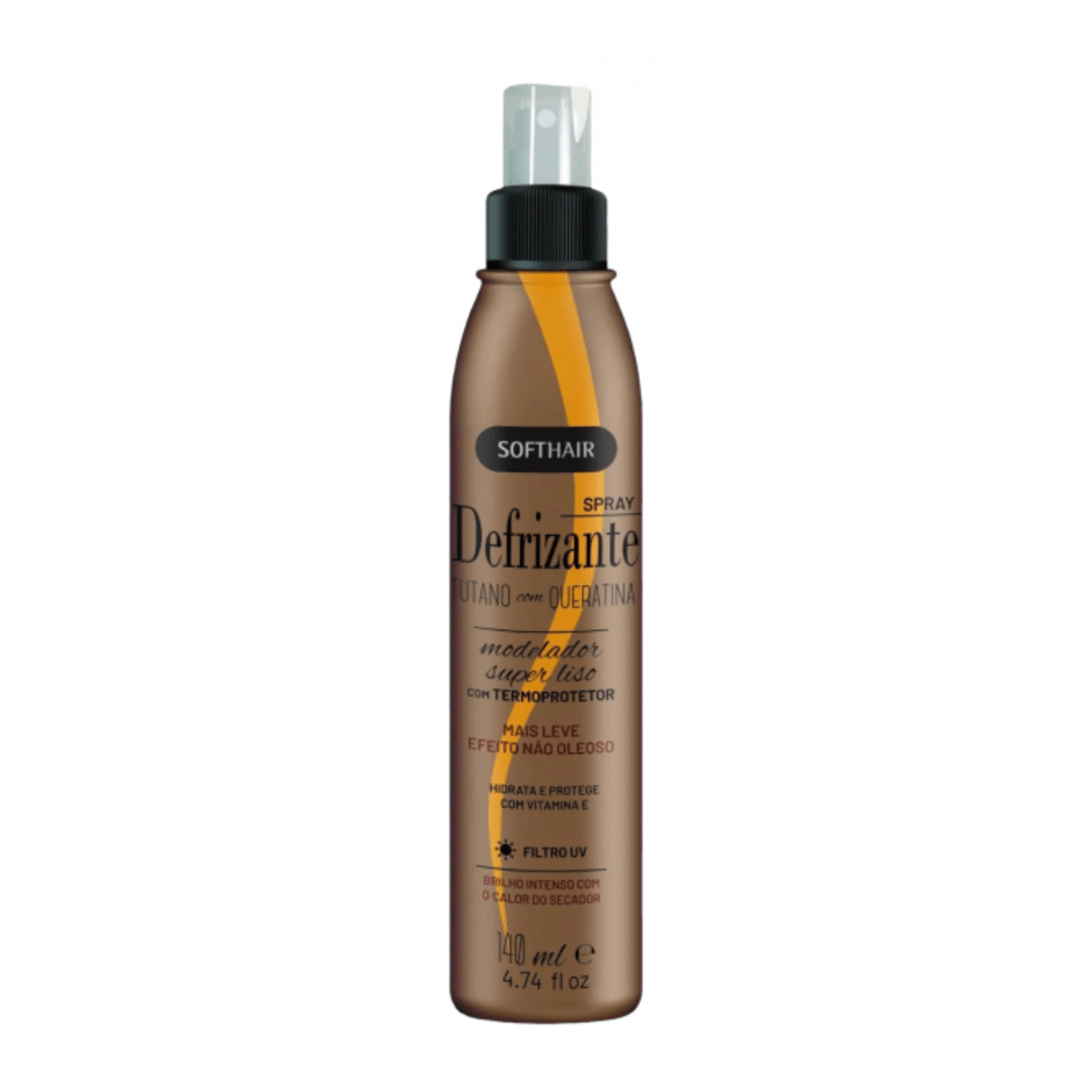 Frasco spray Soft Hair Tutano com Queratina 140ml, marrom-dourado