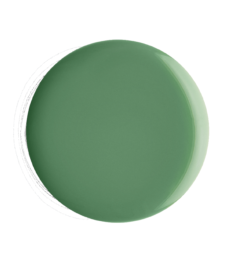 Close do esmalte Dailus mostrando gota de cor verde e acabamento brilhante