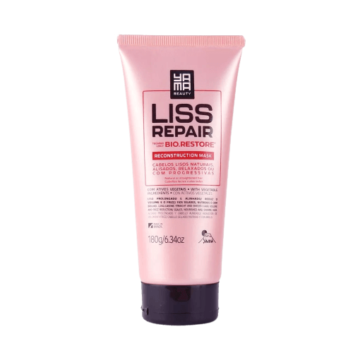 Máscara Yamá Liss Repair 180g - frente do tubo rosa perolado
