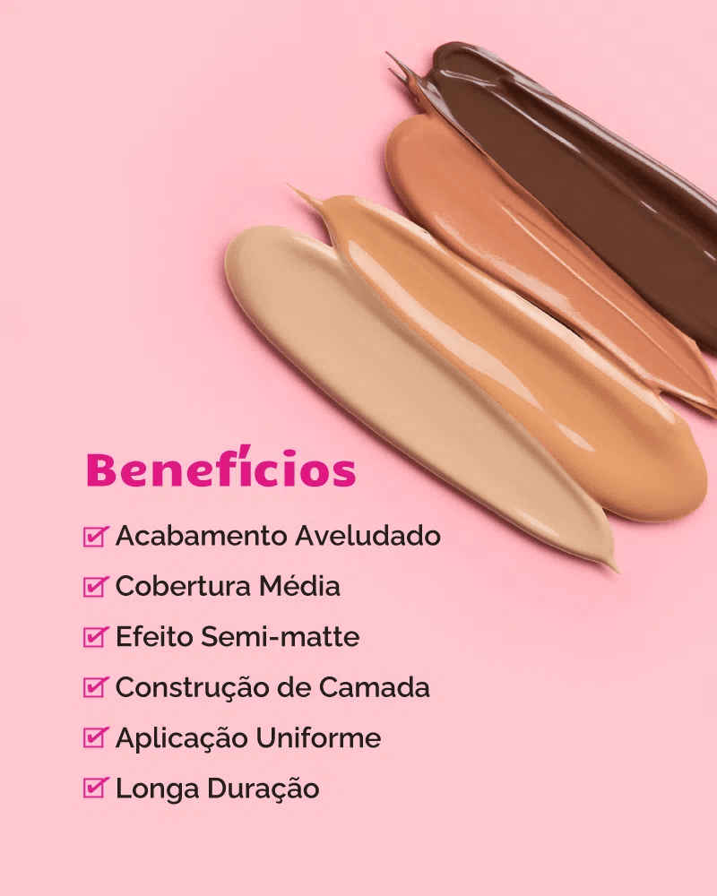 Amostras dos tons da Base Líquida RK Super Fixo com traços do produto