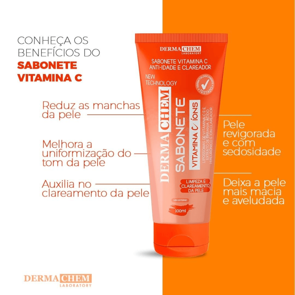 Sabonete Dermachem com destaque para benefícios e resultado na pele
