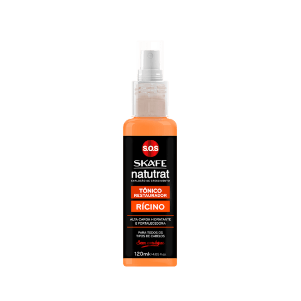 Tônico Restaurador Skafe Rícino Natutrat S.O.S 120ml - frasco spray laranja