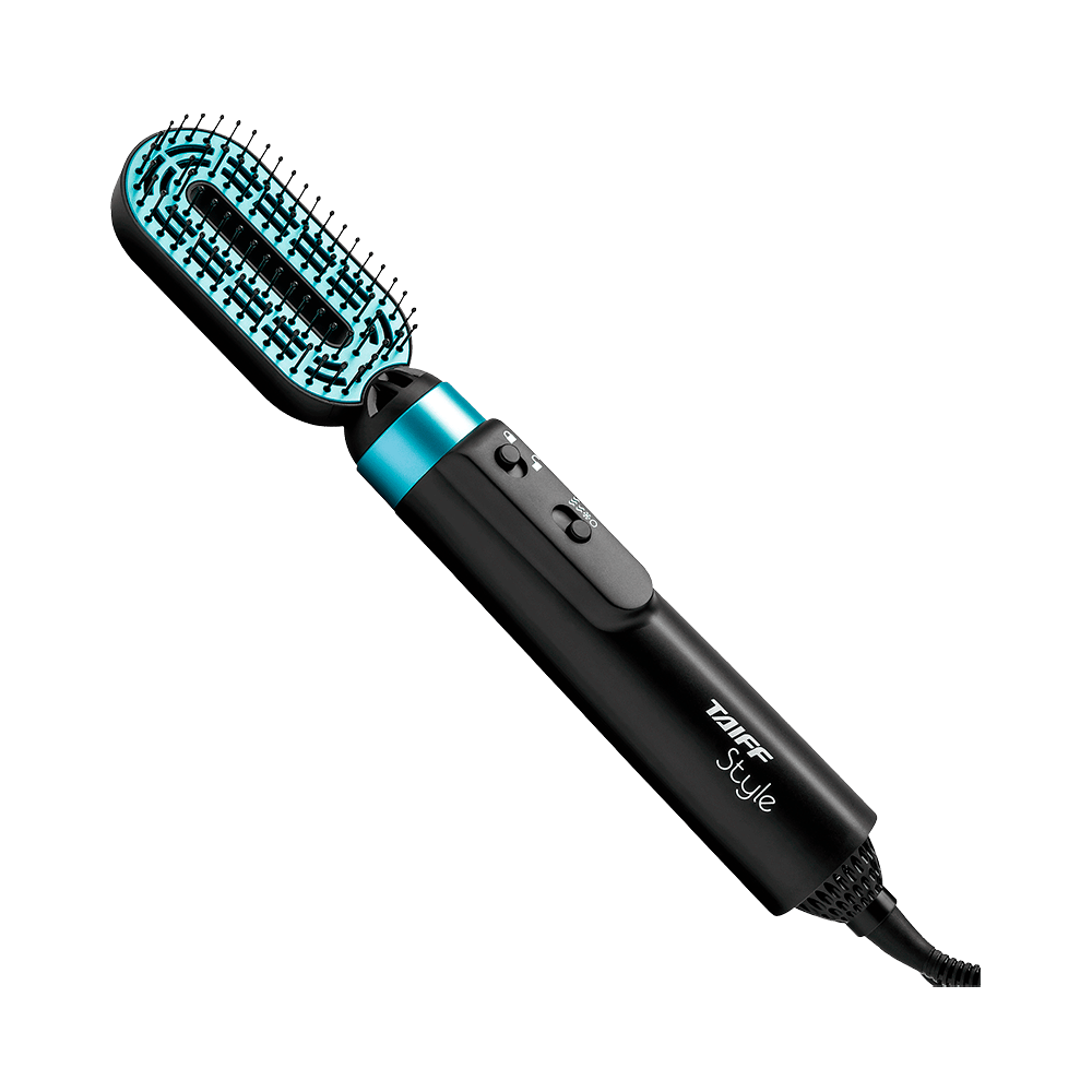 Escova Taiff Style 220V em ângulo lateral destacando cerdas e botões