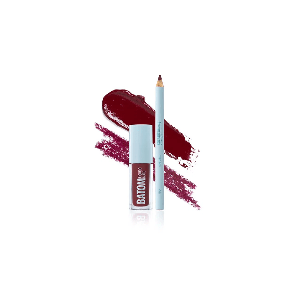 Close nas texturas e cores do lápis e batom Boca Rosa cor Terça